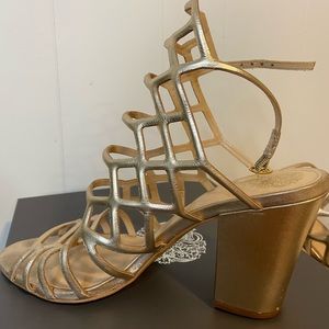 Vince Camuto Gold Block Heel Sandals